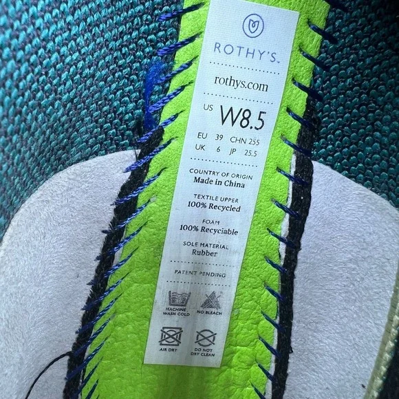 Rothy's The Point Women's 8.5 Spruce Python Geometric Knit Pointed Toe Flats - Picture 9 of 10